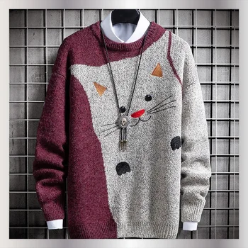 Свитер мужской корейский вариант трендового свитера с круглым вырезом, свитер свободного кроя, осенне-зимнее новое мужское пальто, пальто