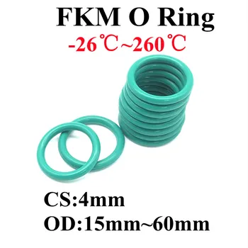 10шт Уплотнительное Кольцо FKM Уплотнительная Прокладка CS4mm OD 15-60 мм Изоляционное Масло Высокая Термостойкость Фторкаучук FKM Уплотнительное Кольцо