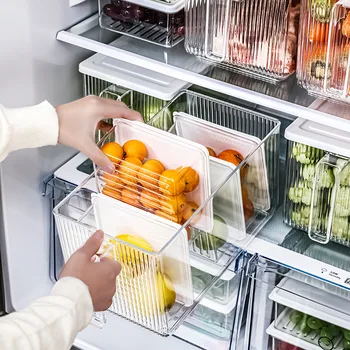 Набор замороженных прозрачных ящиков для хранения в холодильнике, герметичных для пищевых продуктов, с ручкой, для консервирования в холодильнике, Кухонный ящик для хранения