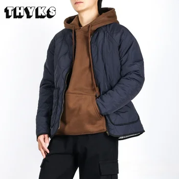 Осенне-зимние хлопковые куртки в стиле ретро, мужские японские повседневные универсальные куртки на молнии, классические однотонные теплые хлопковые пальто, мужские