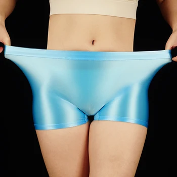 Сексуальные Женские глянцевые байкерские шорты для йоги прозрачные Гладкие Блестящие Плюс Размер высокоэластичные маслянистые Колготки плавки