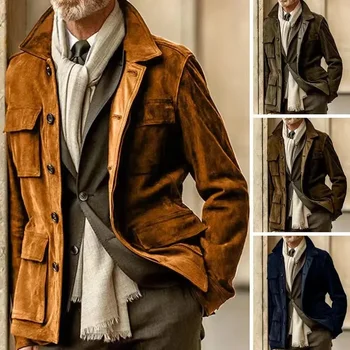 2023 Осенне-зимняя Мужская куртка из замши и композита, повседневная модная Универсальная Свободная куртка Большого размера, простое персонализированное модное пальто Для мужчин