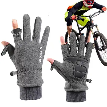Ветрозащитные зимние перчатки из флиса с сенсорным экраном, теплые рабочие перчатки, Зимние Реверсивные перчатки, Велосипедные перчатки на открытом воздухе, Кемпинговые
