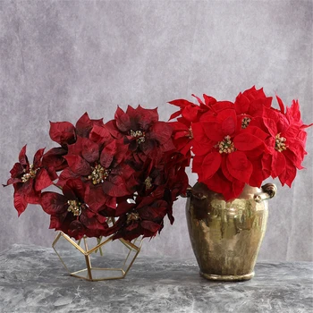 Искусственные цветы Декоративное растение poinsettia Saxifraga stolonifera Ложный бонсай Для украшения домашнего офиса