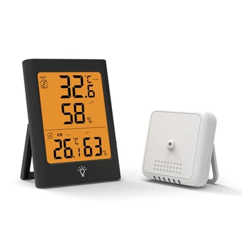Термометр с электронным цифровым дисплеем, измеритель температуры и влажности в помещении и на улице, погодные часы