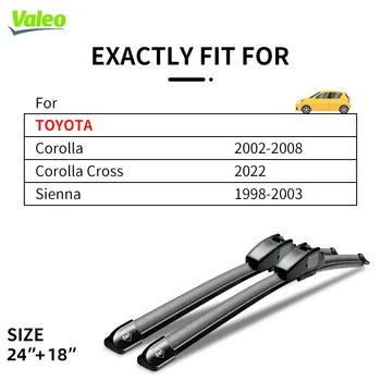 Стеклоочистители VALEO J-образный крючок U-образного типа для TOYOTA Corolla 2002-2008 Corolla Cross 2022 Sienna 1998-2003