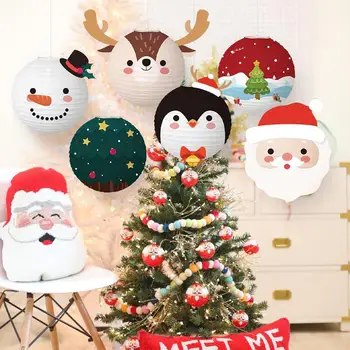 Рождественский Подвесной Фонарь Китайский Бумажный Шар Лампион Санта Рождество Рождественская Елка Ремесло Декор DIY Рождественский Фестиваль Украшения