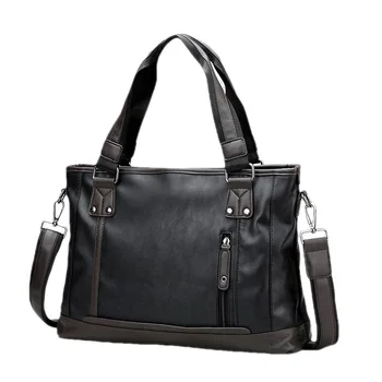 Деловая мужская кожаная сумка, горизонтальная сумка-тоут, модная мужская сумка-мессенджер на плечо, 14-дюймовая сумка для ноутбука большой емкости