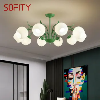 Зеленая люстра SOFITY LED Креативный Простой Свежий дизайн Стеклянная Подвесная лампа для дома Гостиной Спальни