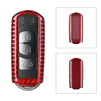 Автомобильный Чехол для Дистанционного Ключа Из Углеродного Волокна, Универсальный Чехол Для Mazda 3 6 2 5 CX-3 CX-5 CX-7 CX-9 MX5 Красный