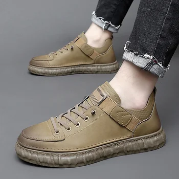 Классическая брендовая мужская обувь из натуральной кожи, Мужская Повседневная обувь на толстой подошве, Трендовая мужская Оксфордская обувь, Уличная Мужская походная обувь