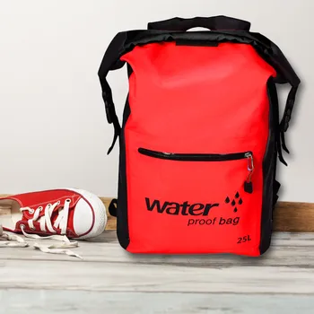 Водонепроницаемая сумка для сушки белья, водонепроницаемый рюкзак объемом 25 л, сверхпрочная застежка на рулонах С легким доступом, передний карман на молнии, Регулируемые ремни