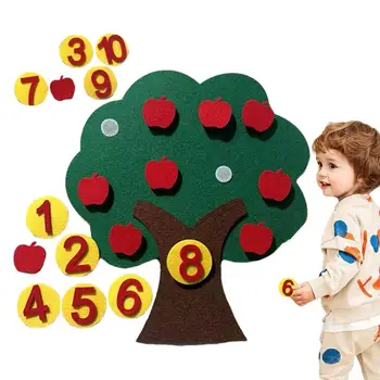 Фетровое яблочное дерево, математические игры на сложение, вычитание, игра для счета, детский сад Монтессори, занятия для дошкольников, День рождения