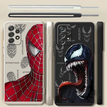 Чехол для Samsung Galaxy A31 A10s A04s A20s A02s A10 A04 A71 4G A70 A03s A50 A05S Квадратный Жидкий Чехол Marvel Spider Man Venom