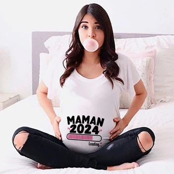 Maman 2024, Белая Одежда Для беременных с принтом 
