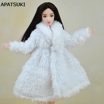 Аксессуары для кукол, зимняя теплая одежда, белое меховое пальто, платье, одежда для кукол Барби, меховая кукольная одежда для кукол 1/6 BJD, детская игрушка