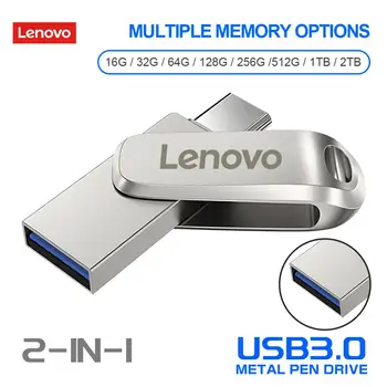 Lenovo Usb 3.0 Usb Flash Drivers Type-c OTG Двойной Интерфейс Usb-Накопитель 256 ГБ Флеш-Накопитель 128 ГБ Ключ Usb 2 ТБ Флэш-Накопитель Памяти Подарок