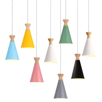 Подвесной светильник Nordic Modern LED E27, деревянная подвесная лампа для помещений, Светильники для домашней кухни, спальни, гостиной, декор абажура