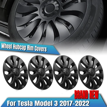Матово-черный 18-дюймовый колпак колеса автомобиля, крышка обода, крышка ступицы, Автомобильная деталь, Вихревой стиль для Tesla Model 3 2017-2023