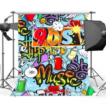  Фон с граффити 90-х для тематической вечеринки по случаю дня рождения, фон для фотосъемки, реквизит для фотостудии MW-242