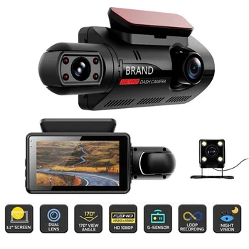 FHD Car Dash Cam 1080P Car Camera Recorder Loop Двойная Запись Видеонаблюдения G-Сенсор Ночного Видения Широкоугольная Камера Безопасности автомобиля