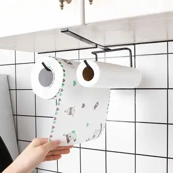 Держатель для туалетной бумаги в ванной Подвесной Органайзер Кухня Под Шкафом Рулон бумажных полотенец Держатель для салфеток Рельсовый органайзер