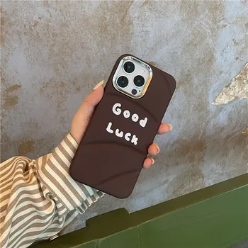 Роскошный пуховик из экологически чистых тканей с Надписью Good Luck Чехол для Телефона для iPhone 11 12 13 14 15 Pro Max Puffer Bumper Cover