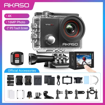 AKASO Action Camera EK7000 Pro Сенсорный Экран 40 м Водонепроницаемая Камера С Дистанционным Управлением Спортивная Камера 4K с Аксессуарами для Шлема