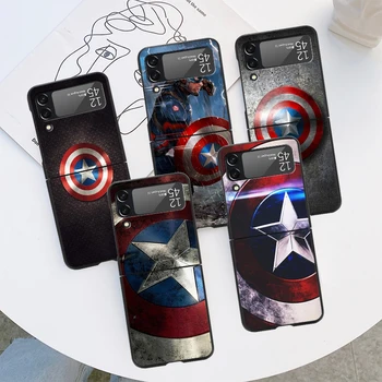 Чехол Steve Captain America Shield Black ZFlip Для Samsung Galaxy Z Flip 4 3 5G Жесткий чехол для Galaxy zflip4 3 Shell Phone Fundas