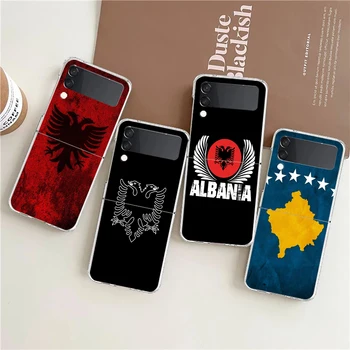 Албания Флаг Албанцев Для Samsung Galaxy Z Flip 3 4 5G Жесткий Складной Прозрачный Чехол Для Телефона Samsung Z Flip3 С Прозрачной Крышкой