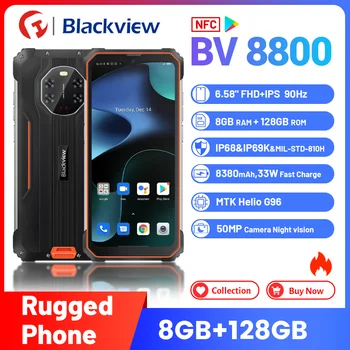 [В наличии] BLACKVIEW BV8800 Прочный Смартфон 8 ГБ + 128 ГБ Helio G96 8380 мАч 50-Мегапиксельная Камера Мобильного телефона Глобальная версия Мобильного телефона