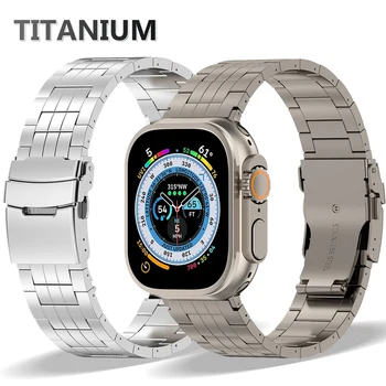 Титановый ремешок для Apple Watch Ultra 2 49 мм Серии 9 8 7 45 мм 41 мм Роскошный Ремешок для iWatch 6 5 4 Se 3 42 мм 44 мм 38 мм 40 мм Correa