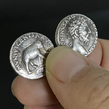 Ожерелье с монетой Марка Аврелия в древнеримском стиле Слон Серебряная Монета Посеребренная Подвеска Креативная игрушка