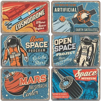 Художественные плакаты Музея космоса, Металлическая вывеска, Ракета-носитель 