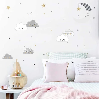 Клейкая Луна, Звездное облако для детской комнаты, украшения для окон детской комнаты, украшение комнаты, Наклейка на стену, наклейка на стену, домашний декор