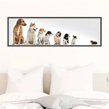 Забавные собаки, кошки, Фоторамки из ПВХ, наклейки на стены для офиса, украшения дома, яркие 3D щенки, Креативная наклейка на стену в детской комнате