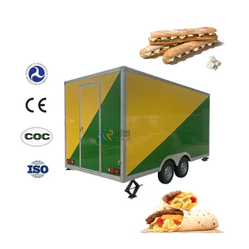 Продается новый киоск по продаже уличной тележки с едой, красивый двухцветный винтажный грузовик с едой, передвижной трейлер для еды