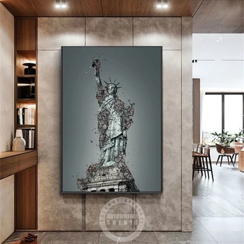 Статуя Свободы Художественная печать на холсте Абстрактный символ города Статуя Плакат Холст Картины Гостиная Украшение дома