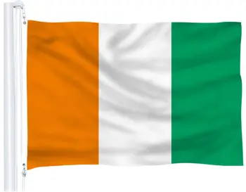 Флаг Кот-д'Ивуара 90x150 см, полиэстер толщиной 3x5 футов, Национальное знамя Кот-д'Ивуара с латунными втулками.