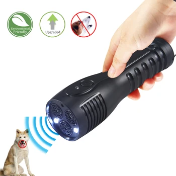Устройство для защиты от лая собак USB Перезаряжаемый ультразвуковой отпугиватель собак Светодиодный фонарик Ультразвуковой отпугиватель собак от лая Черный/красный