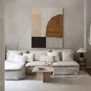 Геометрический Полукруглый Коллаж в скандинавском стиле, современная абстрактная картина маслом ручной работы, Декоративная фреска для спальни, столовой, гостиной