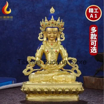 21 см Латунь полностью позолоченное золото тибетская традиция Долголетия статуя Будды орнамент Бесконечное Долголетие Будды