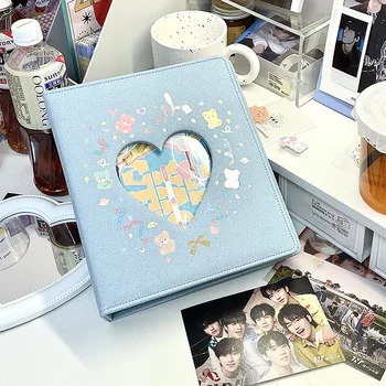 Папка для фотокарточек из искусственной кожи формата А5 Kpop Photo Collect Book 3/4 / 6 дюймов Heart Love Album 21x23 см
