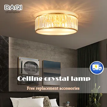 Скандинавская светодиодная хрустальная лампа для спальни потолочные хрустальные светильники для гостиной освещение коридора круглая хрустальная люстра оптом