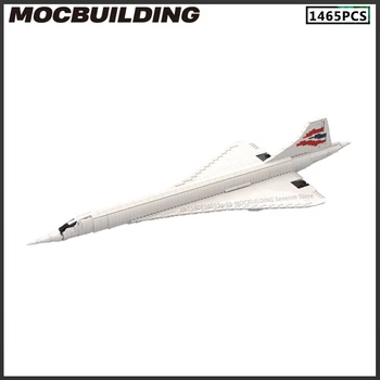 Concorde MOC Строительные блоки Модель самолета Технологические кирпичики Игрушка для сборки своими руками Творческая коллекция Дисплей Рождественский подарок