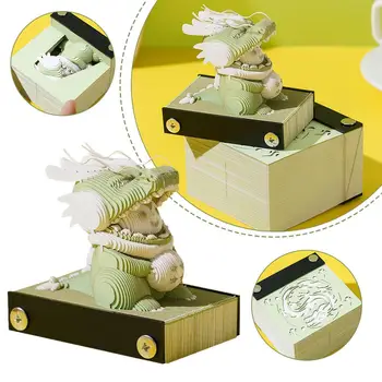 Блокнот 3D 3D Художественный Календарь 2024 Cute Dragon Memo Carving Kawaii Бумажный Блокнот 3D 3D Блоки Для Заметок Липкая Подарочная Модель Note A0Y5