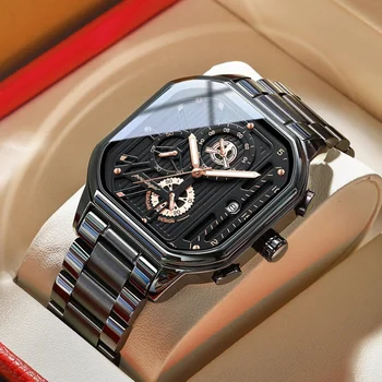 Швейцарские водонепроницаемые многофункциональные модные мужские часы POEDAGAR со стальным ремешком, кварцевые Популярные.