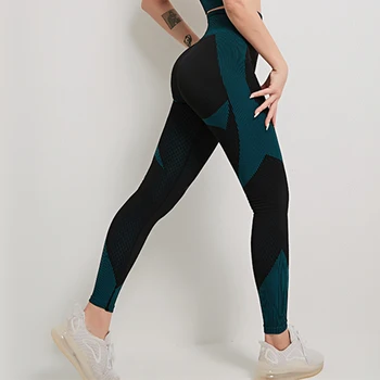 Женские Леггинсы для йоги с высокой талией, Бесшовные Леггинсы для фитнеса, спортивные брюки для бега в стиле персик, спортивная одежда