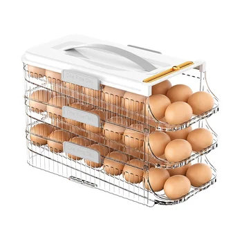 Держатель для яиц в холодильнике, контейнер для хранения яиц с ручкой, органайзер для яиц для холодильника, дозатор яиц
