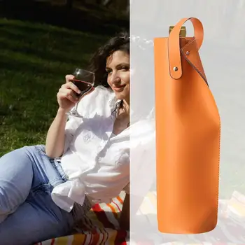 Переносная сумка для вина из искусственной кожи, сумка для вина на одну бутылку с ручками, многоразовая сумка для переноски вина, сумка-тоут, подарочная сумка для вина для пикника